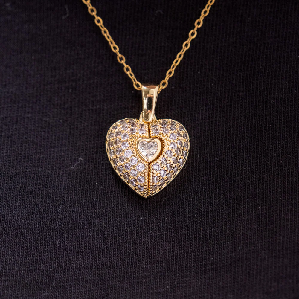 Collana Cuore Diamante Con Incisione Personalizzata - Image 3