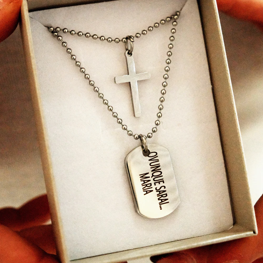 Collana Ovunque Sarai, Con Croce e Targhetta Personalizzata - Image 6