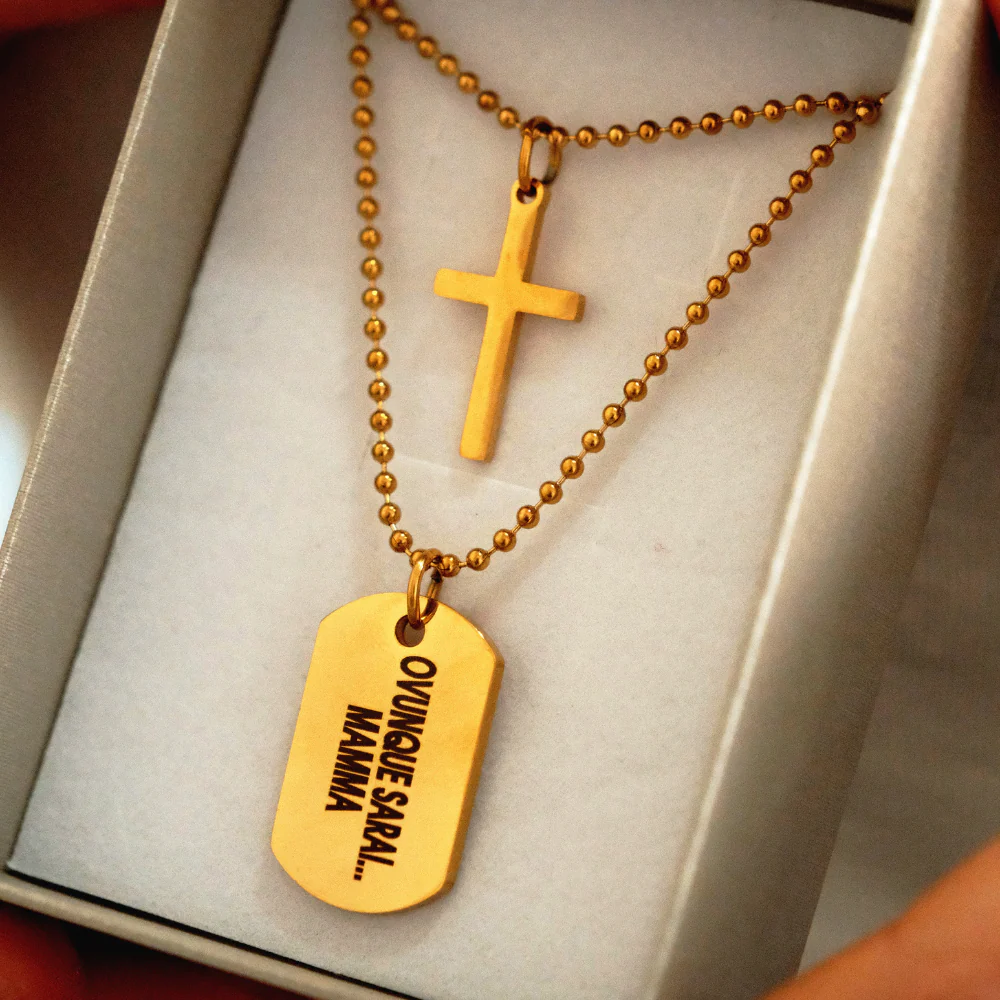 Collana Ovunque Sarai, Con Croce e Targhetta Personalizzata - Image 7
