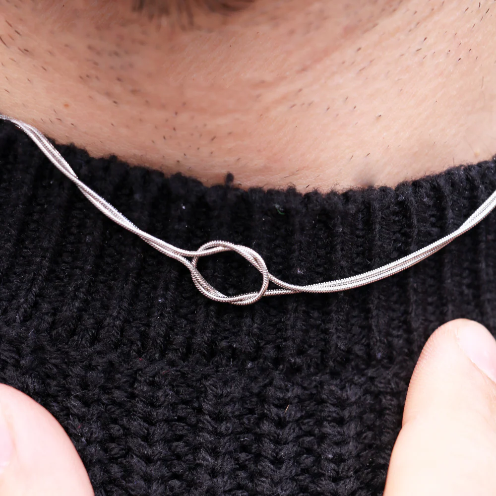 Collana Nodo Infinito (2 Catenine) - Confezione Regalo Con Rosa - Image 3