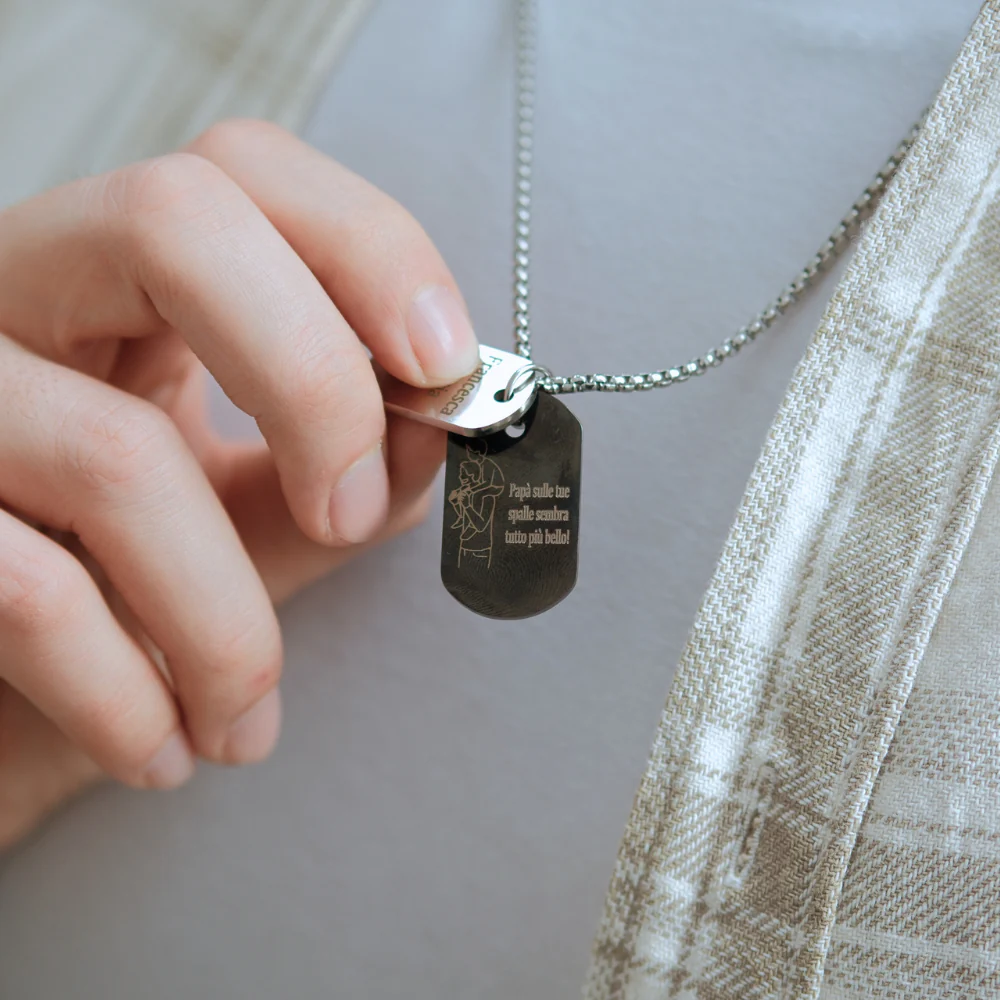 Collana Papà “Sulle Tue Spalle” – Doppia Targhetta Personalizzabile... - Image 4