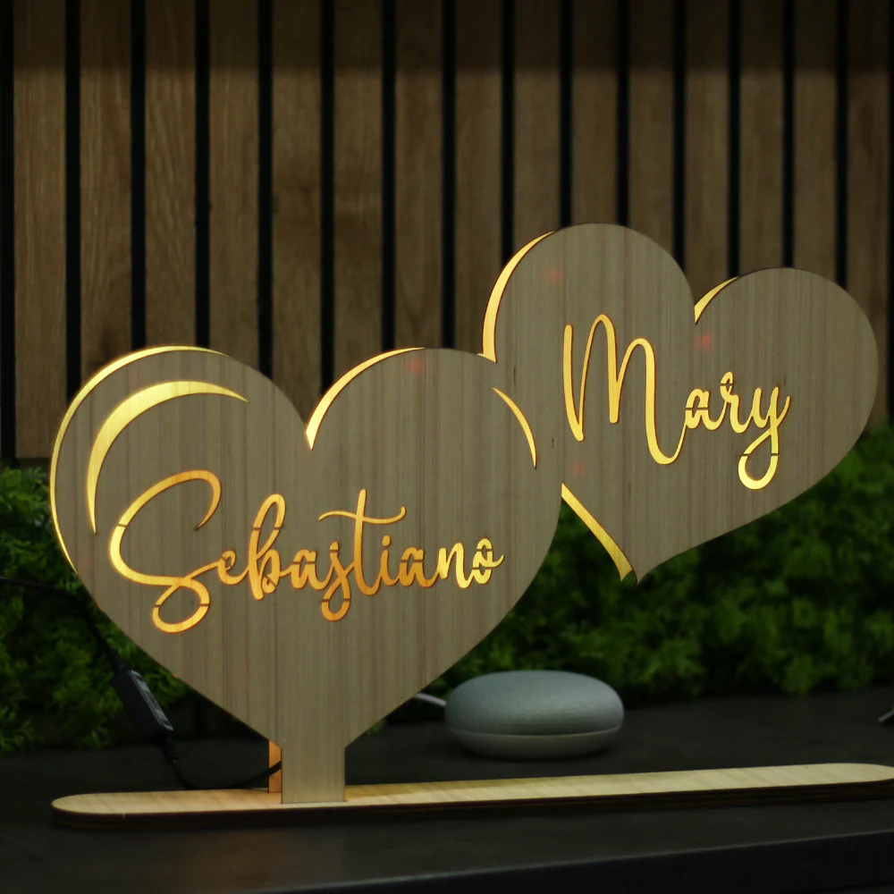 Lampada Cuori Personalizzata Con Nomi Famiglia o Coppia - Image 3