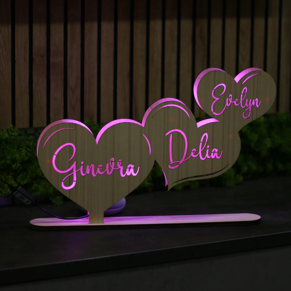 Lampada Cuori Personalizzata Con Nomi Famiglia o Coppia - Image 4