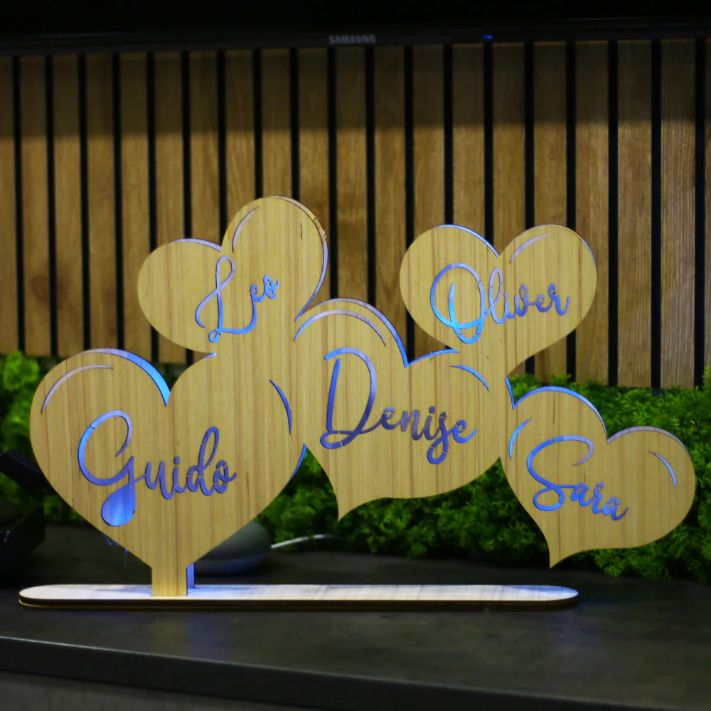 Lampada Cuori Personalizzata Con Nomi Famiglia o Coppia - Image 6