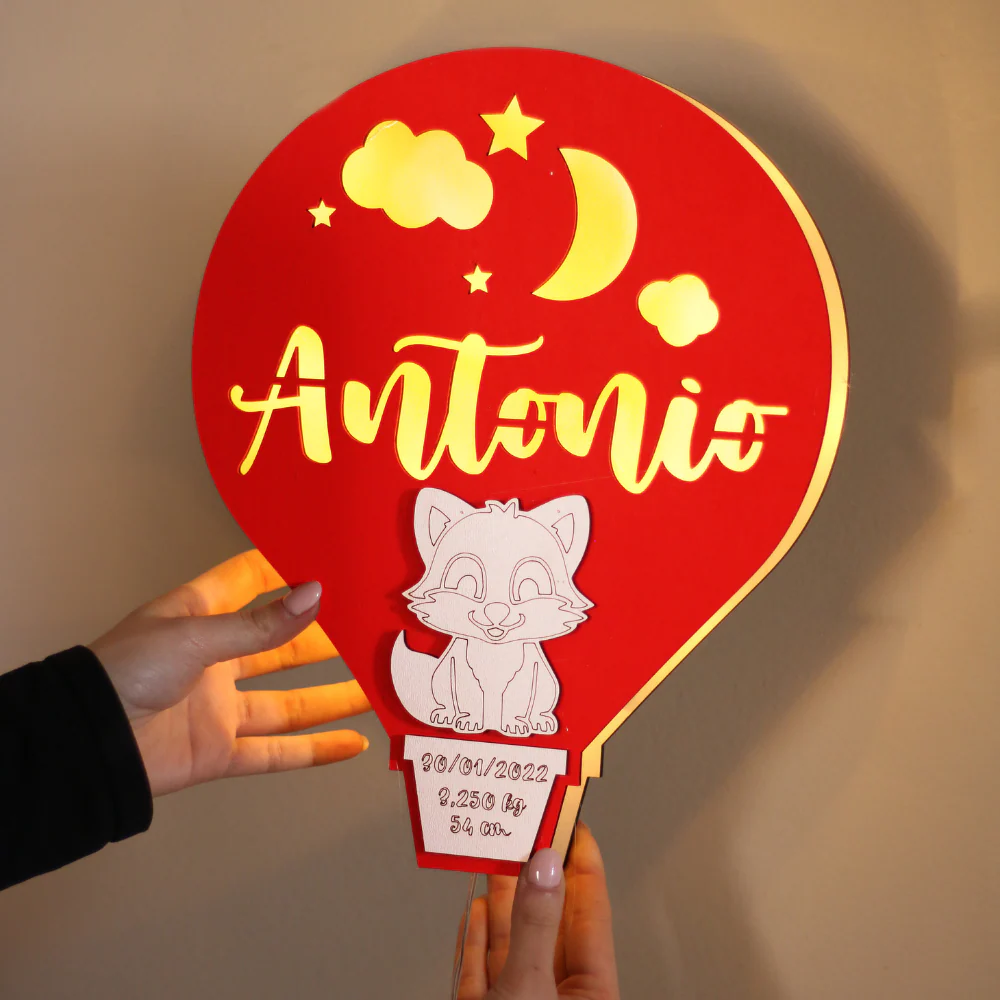 Lampada Nascita Mongolfiera Personalizzata - Image 3