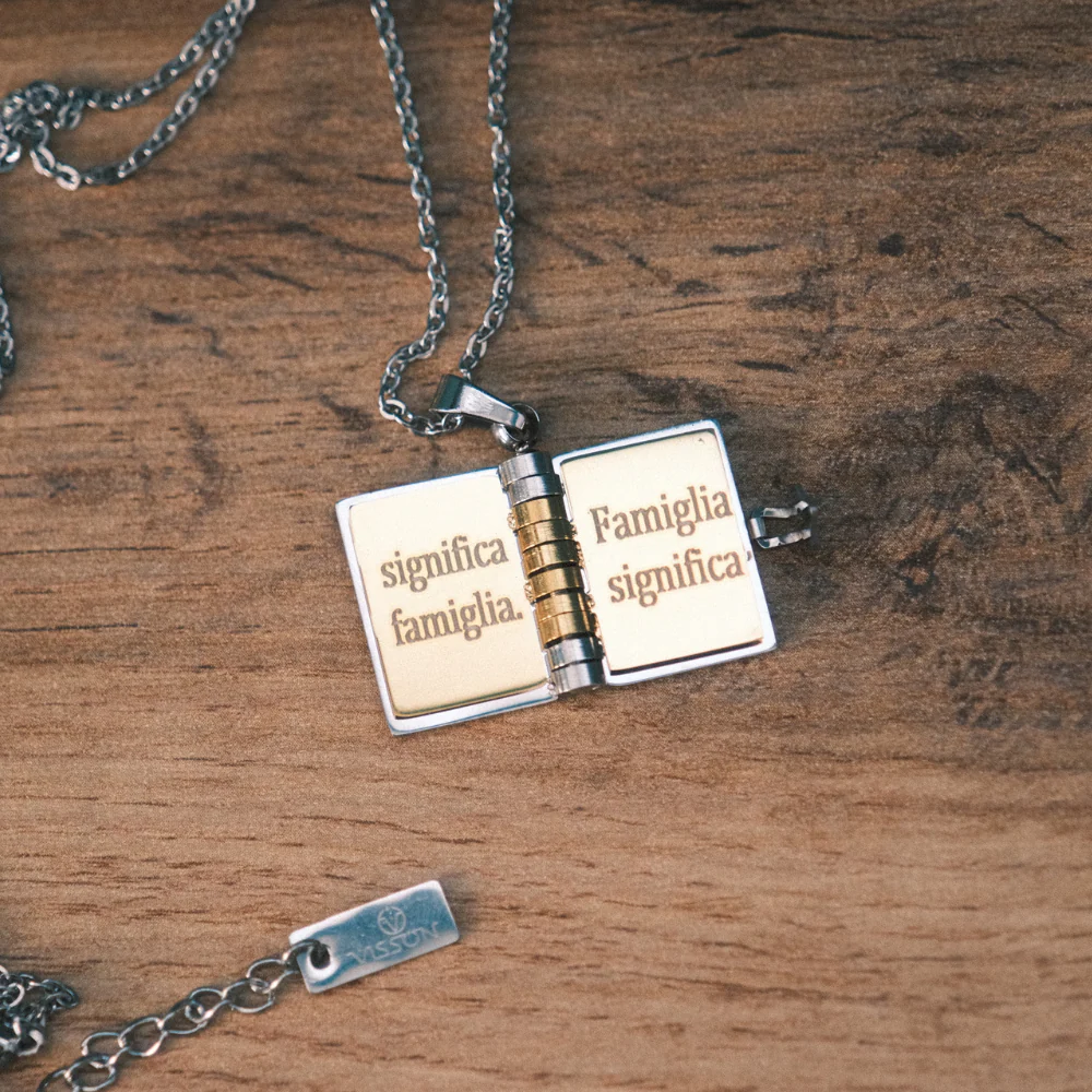 Portachiavi/Collana Book ~ Frase Lilo & Stitch (Ohana significa Famiglia...) - Image 3