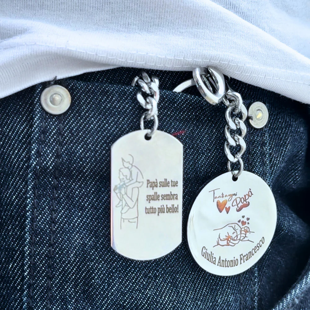 Portachiavi Papà In Acciaio Con Incisione Personalizzato - Image 6